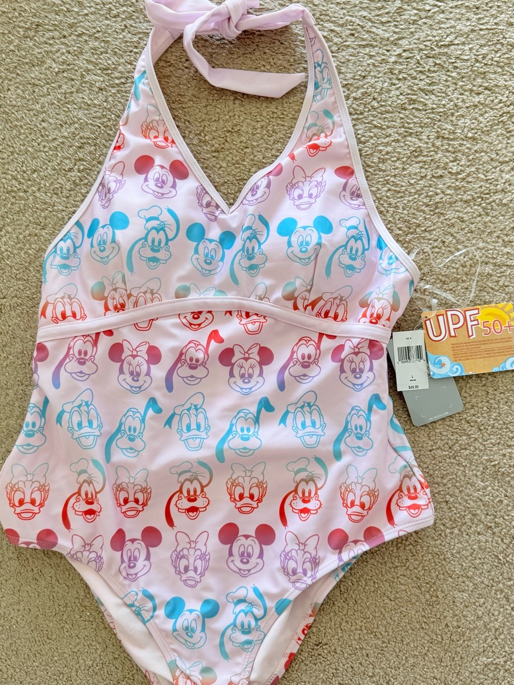 L NWT Disney Store Pink  Minnie & Gang  Mouse Swim Suit Adult Size Large 1 Piece